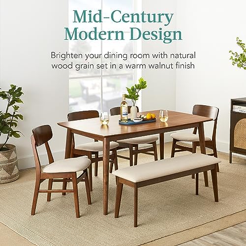 Best Choice Products 6-Piece Wooden Dining Set, Mid-Century Modern Table &amp...