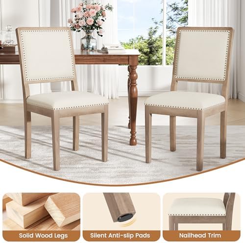 Dining Chair Set of 6, Mid Century Modern Upholstered Dining Room Chairs, Fab...