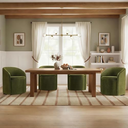 KISLOT Upholstered Dining Chairs with Casters, No Assembly Rolling Modern Din...