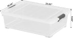 30 L Wheeled Latch Box, Clear Underbed Storage Bin with Lid, Black Latch, 4 Count