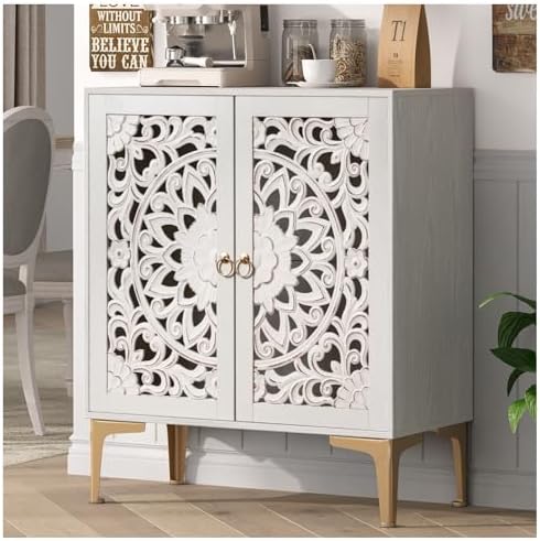 JOINICE 31.5" Accent Cabinet with Doors & Storage for Living Room,White