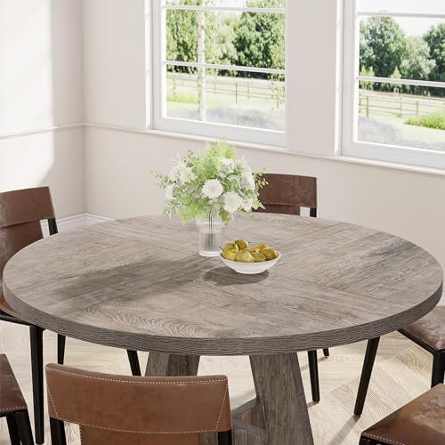 Tribesigns 47 inch Round Dining Table Wood Kitchen Table for Dining Room, 47&...