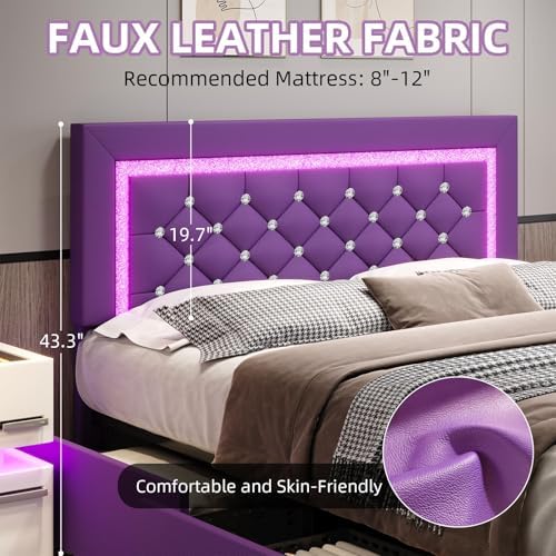 BarnFurin Full Size Bed Frame with Headboard, Faux Leather Upholstered Bed wi...