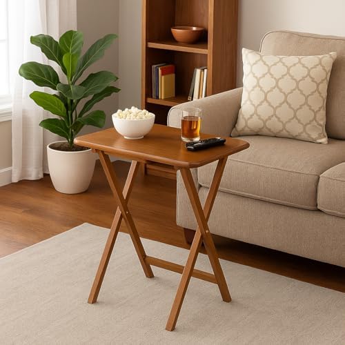 Ergode Folding TV Tray Set of 5 - Durable Small Folding Tables, X-Frame Desig...