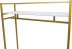 Heavy Duty Clothing Rack with Shelves, Gold Metal Freestanding Garment Rack for Retail Display, Rolling Portable Closet for Hanging Long Dresses Clothes Shoes Bags