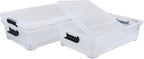 3-Pack 20 Quart Plastic Wheeled Latching Storage Boxes, Stackable Underbed Organizer Bins with Lid, Clear