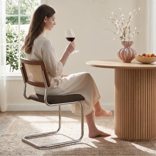 GrandNoor Natural Rattan Dining Chairs Set of 2, Cesca Design Kitchen Chair
