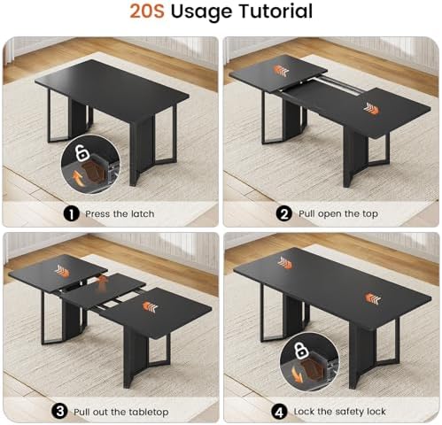 Itaar 5-Piece Dining Table Set for 4-6 People, 63" Extendable Kitchen Ta...
