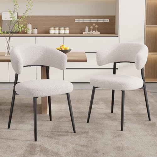 Dining Chairs Set of 6, Mid Century Modern Kitchen Chairs, Boucle Upholstered...