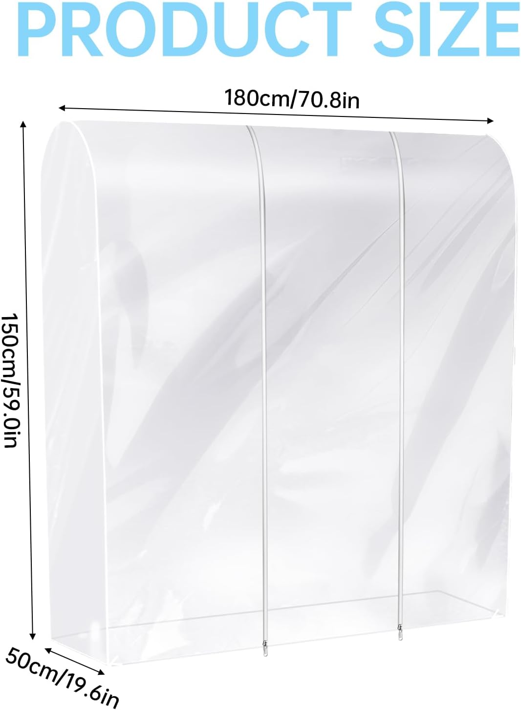 Clear Clothes Rack Cover 6Ft Garment Rack Cover Transparent Clothing Rack Cover With 2 Durable Zipper Waterproof Protector for Garment Rack (71"L x 20"W x 60"H, Rack Not Included)