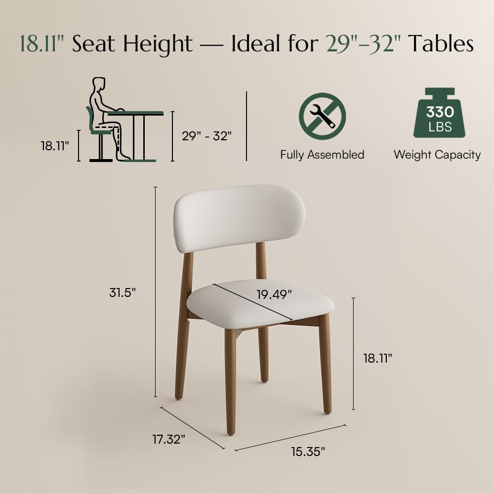 POVISON Modern Dining Chairs Set of 6, Armless PU Leather Dining Chair with P...