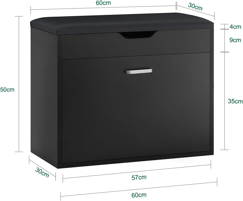 SoBuy Small Shoe Bench, Narrow Shoe Cabinet with Folding Padded Seat, Small S...