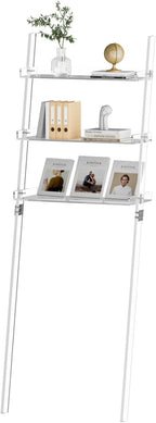 3 Tier Acrylic Ladder Shelf, Modern Clear Bookshelf with Open Shelves, Modern Acrylic Bookcase for Bathroom, Living Room, Kitchen, Office, Bedroom, 9.84" D x 24.96" W x 69.69" H