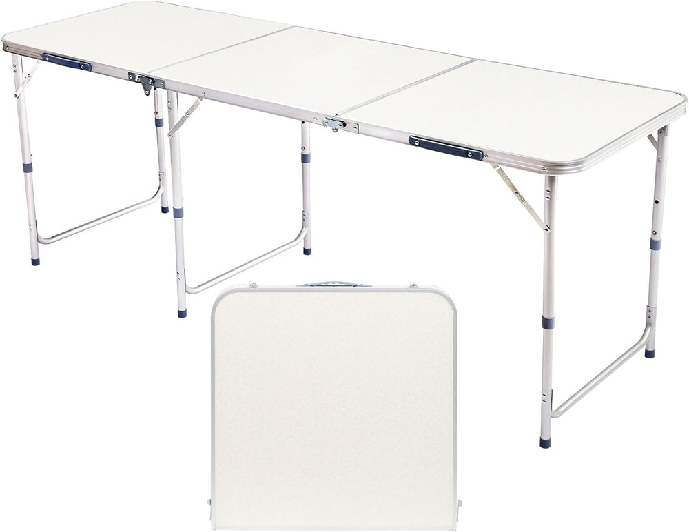 6FT Folding Dining Table, Portable Aluminum Picnic Table with Adjustable Heig...