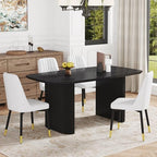 Ebullient Modern Dining Table Set for 4, 67'' Black Oval Dining Table Set with 4 Metal Chairs, 3.5'' Thick Wood-Grain Top and Matte Black Wood Base, Space-Saving 5 Piece Kitchen Table Set