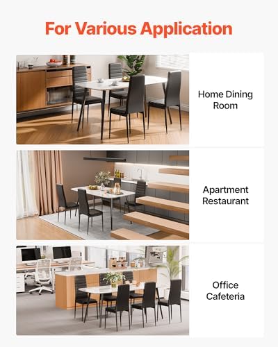 VEVOR Modern Dining Room Accent Chairs Set of 4, Upholstered Leather Side Cha...