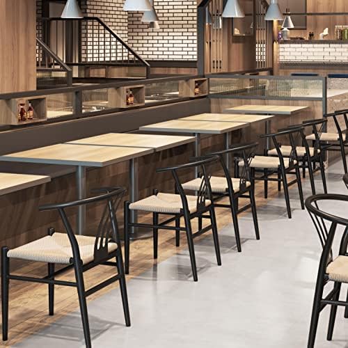 Yaheetech Dining Chairs Set of 2 Mid Century Modern Woven Chairs Black