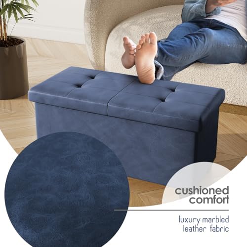 Storage Ottoman Bench with Bins, 30-in Storage Bench for Bedroom End of Bed, ...