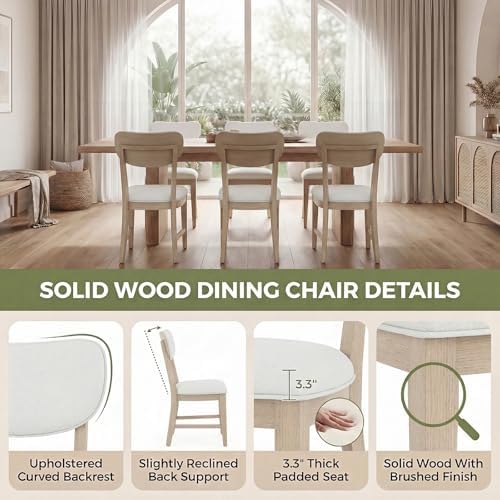 COLAMY Solid Wood Dining Chairs Set of 2, Mid Century Modern Upholstered Kitc...