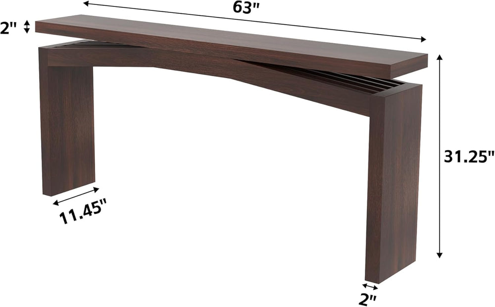Epecoya Modern Dark Brown Console Table for Living Room, Vintage Wooden Entry...