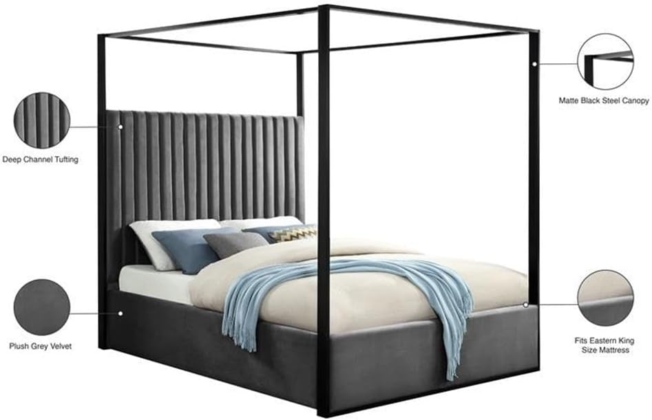 Meridian Furniture JaxGrey-K Jax Collection Modern | Contemporary Velvet Upho...