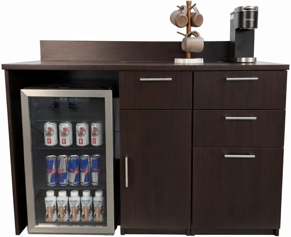 BREAKtime Mini Fridge and Drawer Storage Cabinet for Office Breakroom, Commer...