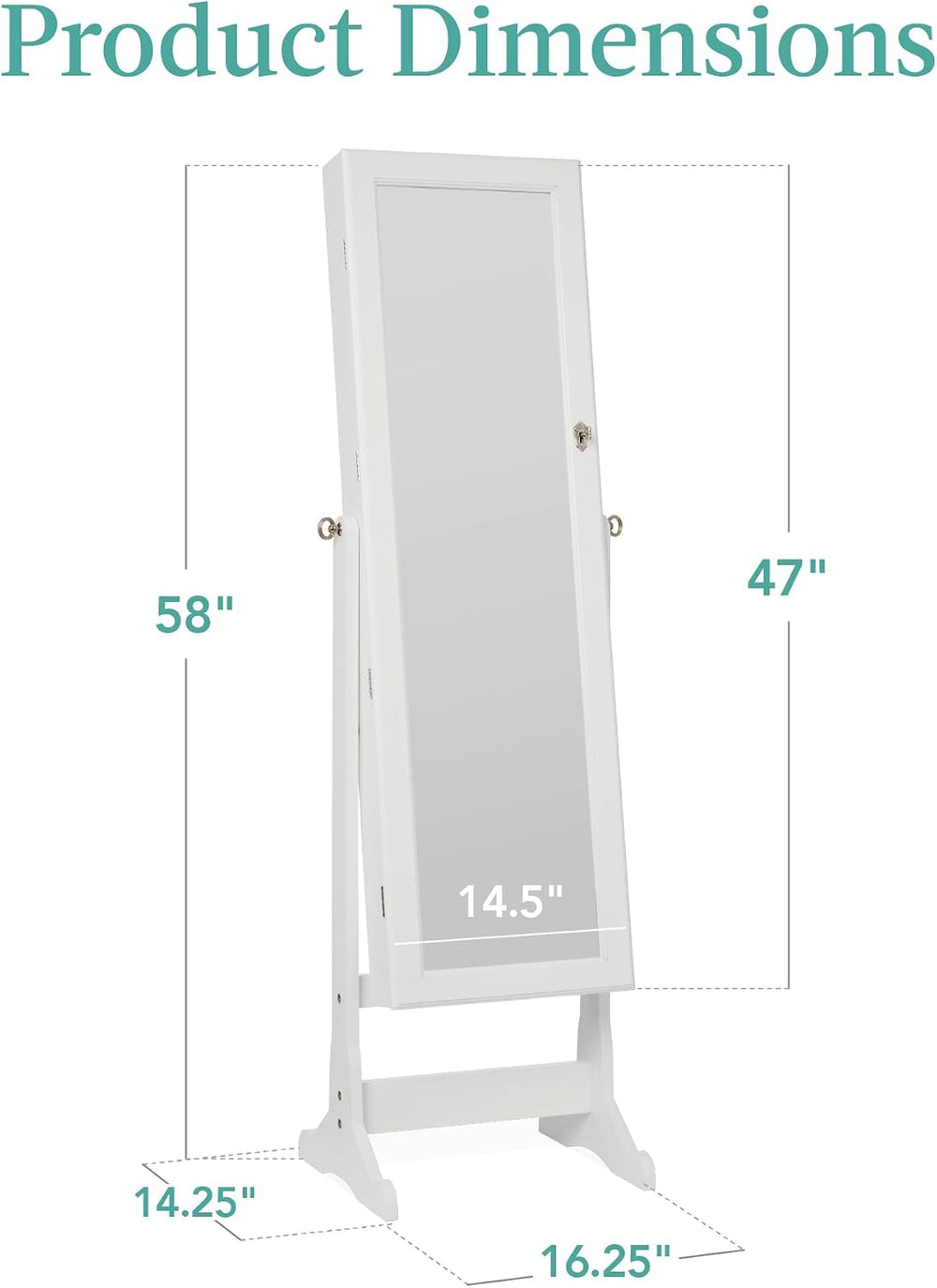 Best Choice Products Freestanding Jewelry Armoire Cabinet, Full Length Standi...