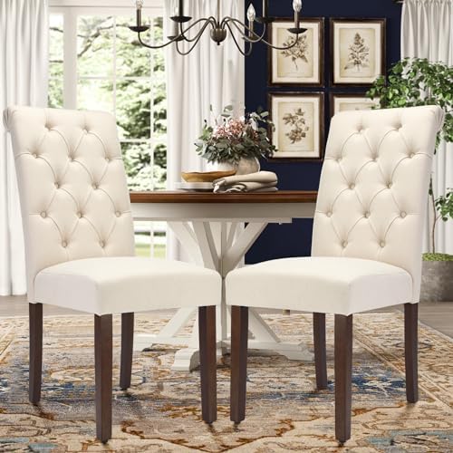 COLAMY Tufted Dining Chairs Set of 2, Upholstered Parsons Dining Room Chairs,...