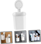 Strong Suction Toothbrush Holder Wall Mount No Drilling Bathroom Organizer with Ventilated Storage Shelf for Toothbrush Razor Makeup White