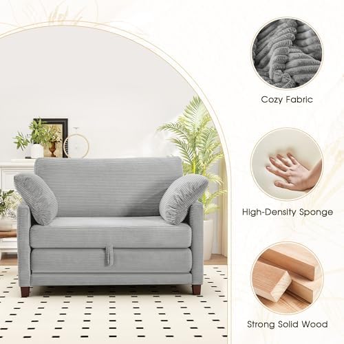 51" Convertible Loveseat Sofa Bed, 2-in-1 Folding Sofa Bed with 2 Pillow...