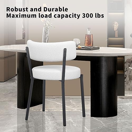 Boucle Dining Chairs Set of 6, Modern Round Upholstered Dining Chairs, Curved...