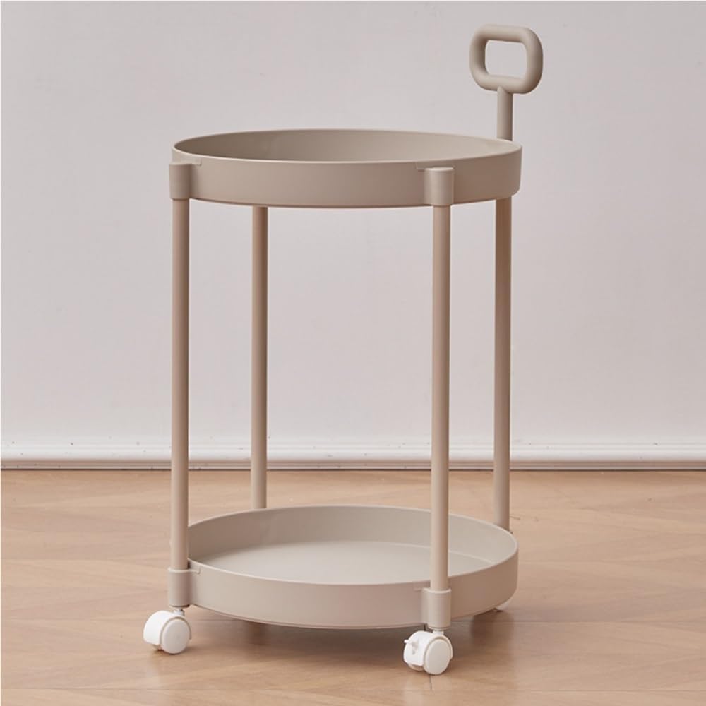 Sofa Side Table, Decorative Table with Universal Wheels, Metal Frame Coffee T...