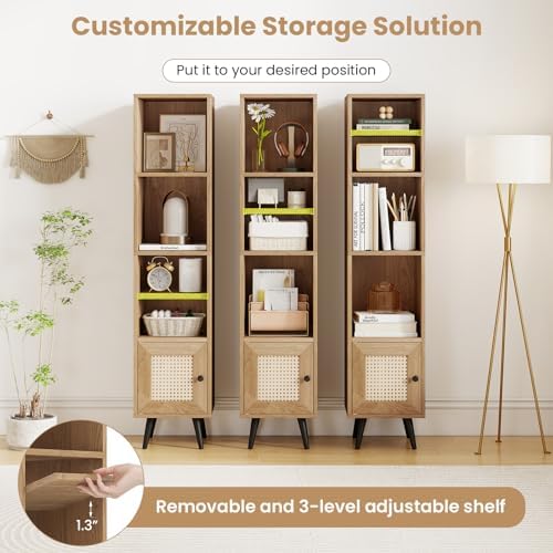 GIANTEX 6-Tier Tall Narrow Bookcase, 54 Inches Slim Storage Cabinet with Adju...