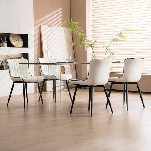 YOUNUOKE Dining Chairs Set of 2 Mid-Century Modern Kitchen Chairs White
