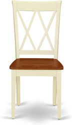 East West Furniture CLC-BMK-W Clarksville Dining Room Chairs - Double Cross Back Wood Seat Chairs, Set of 2, Buttermilk & Cherry
