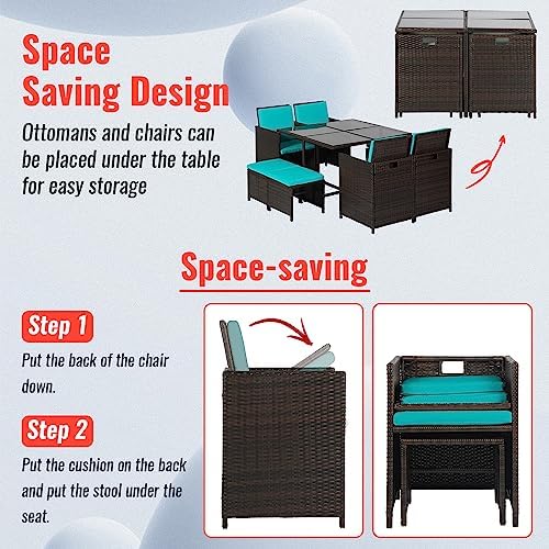 Patio Table and Chairs Set Outdoor Patio Furniture Set Patio Dining Sets 9 Pi...