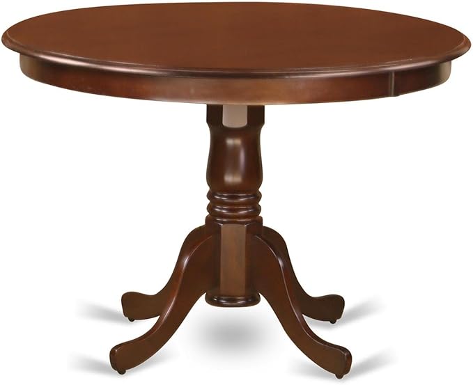 East West Furniture HLIP3-MAH-C 3 Piece Dining Room Furniture Set Contains a Round Dining Table with Pedestal and 2 Linen Fabric Upholstered Chairs, 42x42 Inch, Mahogany