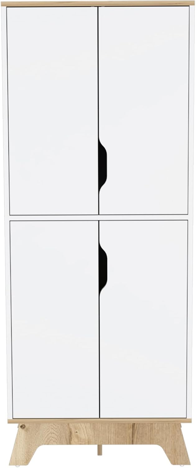 Brinnon Rectangle Kitchen Pantry Light Oak and White