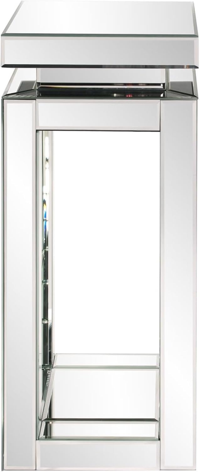 Howard Elliott Collection Small Silver Mirrored Pedestal Accent Table for Hom...
