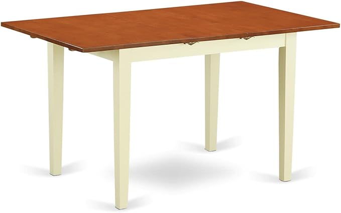 East West Furniture NODA3-LWH-W 3 Piece Kitchen Table Set for Small Spaces Contains a Rectangle Dining Room Table with Butterfly Leaf and 2 Dining Chairs, 32x54 Inch, Linen White