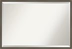Amanti Art Grey Wall Mirror 25x37 Svelte Clay Grey Rectangle Bathroom Mirror for Wall Decor Living Room, Large Modern Wood Frame, Hangs Horizonally and Vertically, Bathroom Decor, Beveled Edge