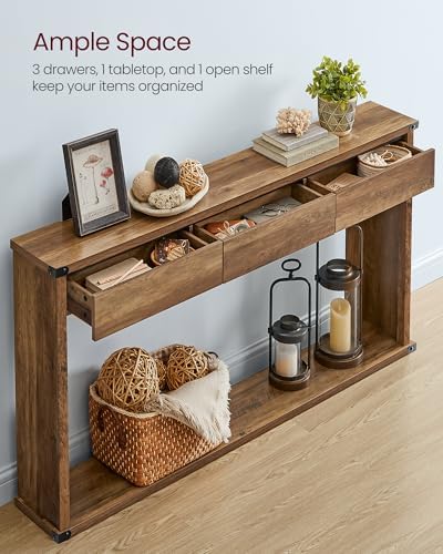 VASAGLE 47.2" Console Table with 3 Drawers, Entryway Table, Bottom Shelf...