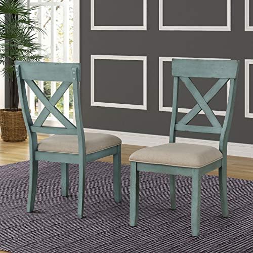 Roundhill Furniture Prato 5-Piece Round Dining Table Set with Cross Back Chai...