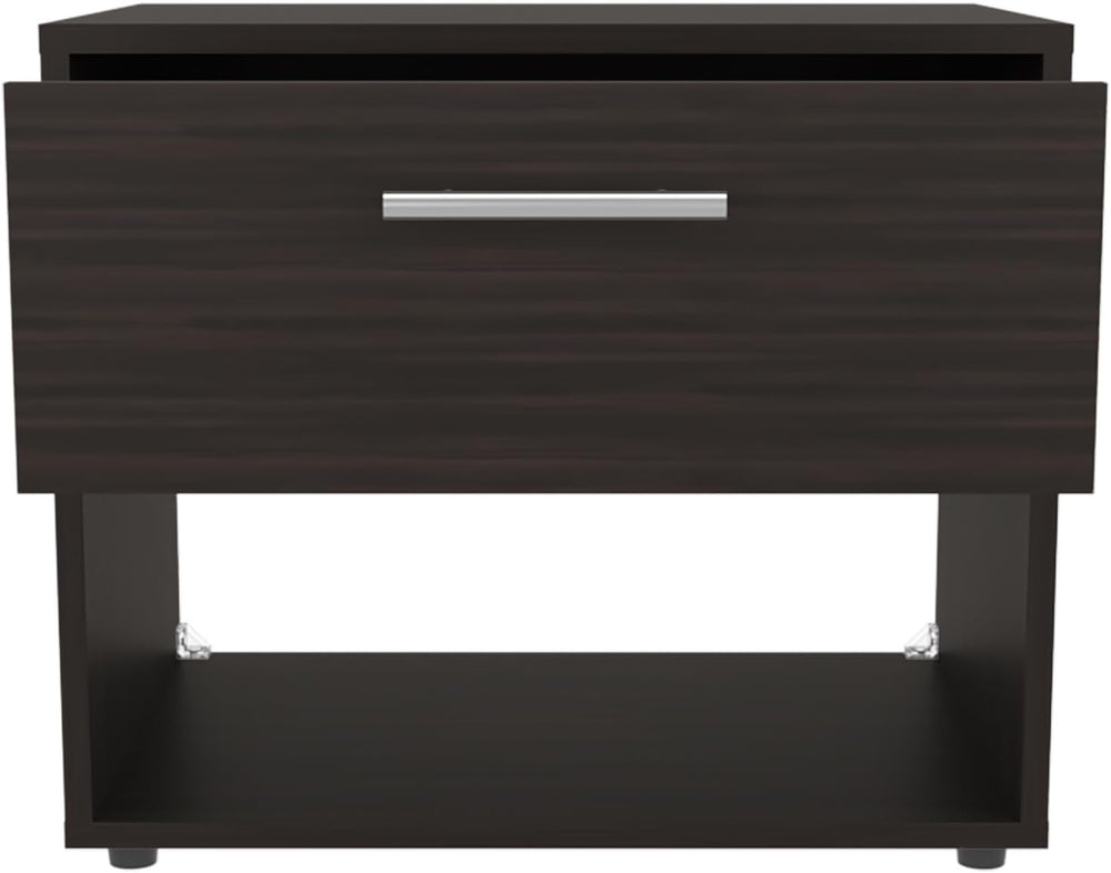 Modern Fluted Nightstand 4 Legs, Farmhouse End Table with Open Space and Draw...