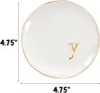 COLLECTIVE HOME - Ceramic Jewelry Tray, Decorative Trinket Dish for Rings Earrings Necklaces Bracelet Watch Keys, Birthday Mother's Day Christmas Gift for Women, 4.75", Glossy (y)