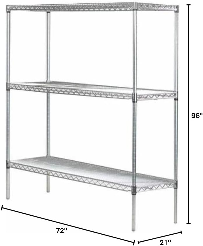 Omega 21" Deep x 72" Wide x 96" High 3 Tier Chrome Starter Shelving Unit
