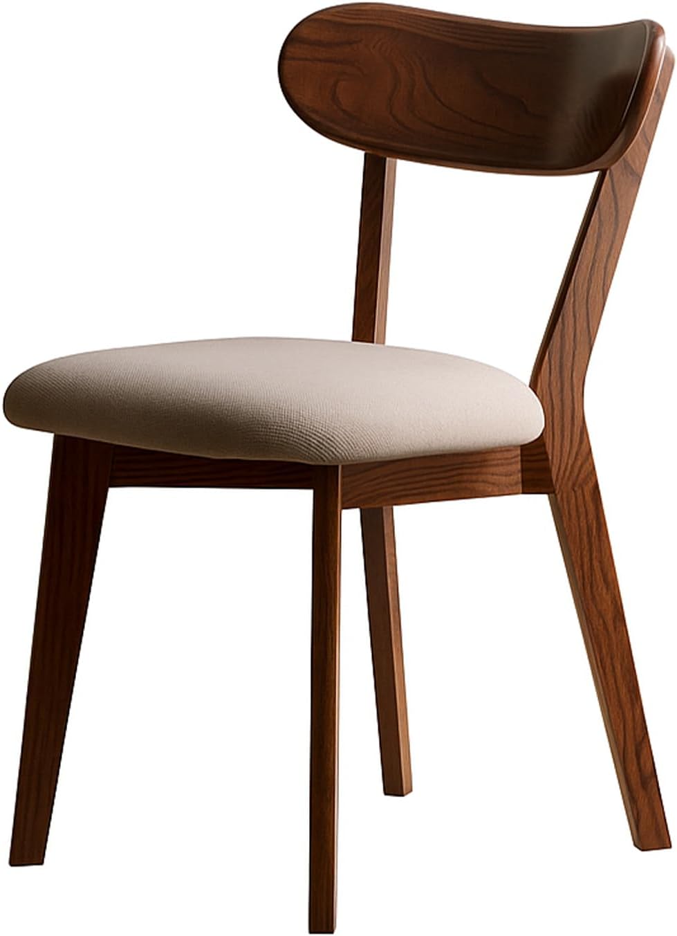 Mid Century Modern Walnut Dining Chair – FAS-Grade Oak Frame, Single Solid Wo...
