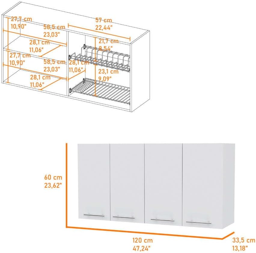 5-Shelf 4-Door Kitchen Set with Island and Wall Cabinet | Includes 5 shelves ...