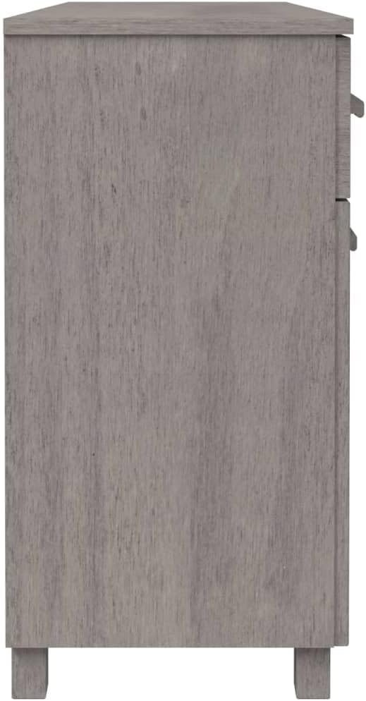 Light Grey Solid Pine Wood Sideboard with Shelves and Drawers, Traditional St...