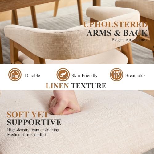CIMOTA Modern Barrel Dining Chairs with Arms Set of 2, Upholstered Fabric Kit...